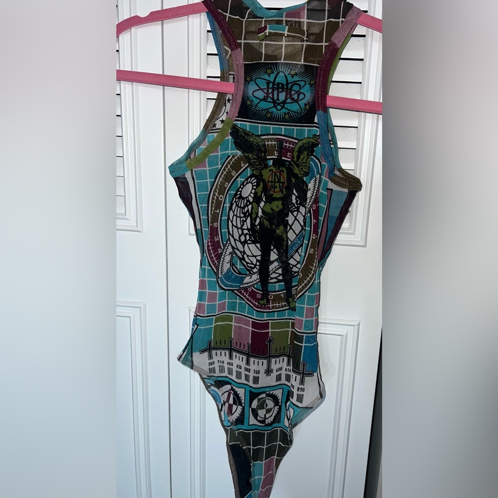 Authentic Jean Paul Gaultier multi printed bodysuit.